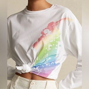 Polo Ralph Lauren 🐎 White Long Sleeve T-Shirt With Ombre Pony Logo Size Small